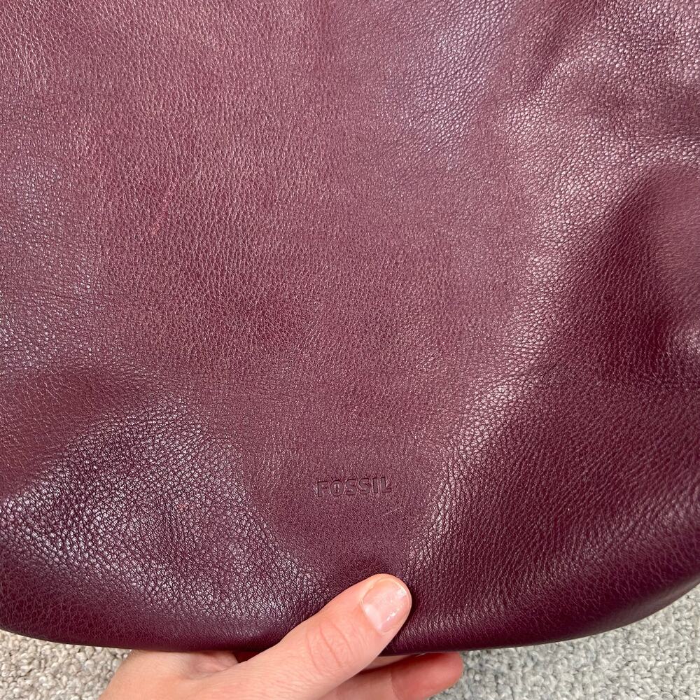 Fossil Amelia Burgundy Leather Convertible Hobo Shoulder Purse Bag - Picture 9 of 14